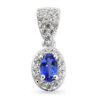 AAA Tansanit und Zirkon-Anhänger, 925 Silber platiniert ca. 0,53 ct