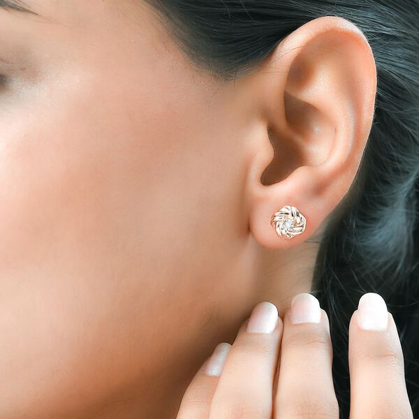 Wei&szlig;e Diamant-Ohrringe, 925 Silber ros&eacute;vergoldet image number 3