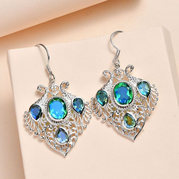 Pfau Quarz Triplette Ohrringe 925 Silber ca. 10,79 ct. image number 2