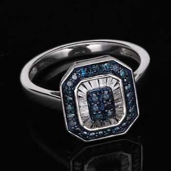 Blauer und wei&szlig;er Diamant-Ring, - 0,50 ct.