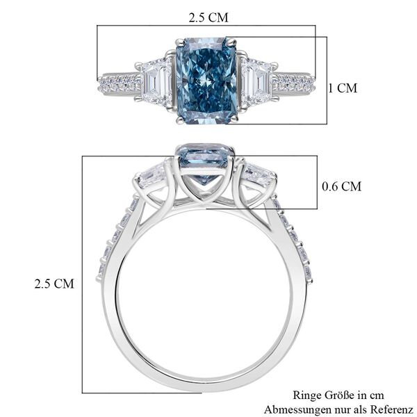 Lab Grown Blauer Diamant VS-EF, Lab Grown Diamant Ring 950 Platin (Größe 19.00) ca. 3,26 ct image number 4