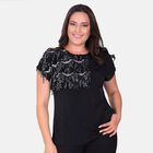 TAMSY - Pailletten Top, Größe 42, Schwarz