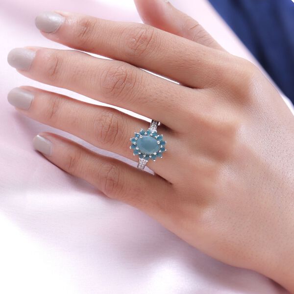 Grandidierit und wei&szlig;er Zirkon-Ring, 925 Silber platiniert  ca. 2,97 ct image number 3