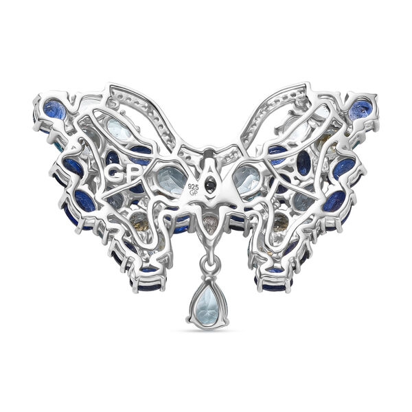 GP Trionfo Kollektion Himmelblauer Topas, Masoala Saphir (Fissure gef&uuml;llt) Anh&auml;nger mit kette ca. 50 cm, 925 Silber Rhodiniert und 750 Gelbgold Vermeil ca. 19.62 ct image number 5