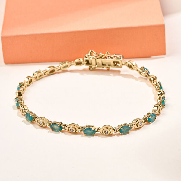 Grandidierit und wei&szlig;es Zirkon-Armband, ca. 19 cm, 925 Silber vergoldet ca. 3.12 ct image number 2