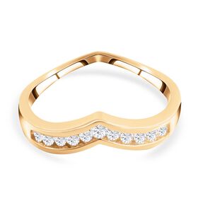 LUSTRO STELLA - Weißer Zirkonia-Ring, 925 Silber vergoldet - 0,18 ct.