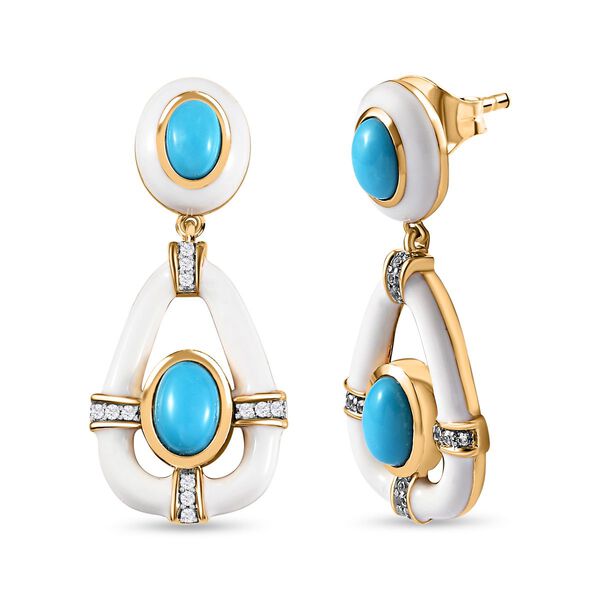 Amerikanische nat&uuml;rliche, AA Sleeping Beauty T&uuml;rkis Ohrringe 925 Silber Gelbgold Vermeil ca. 2.57 ct image number 0