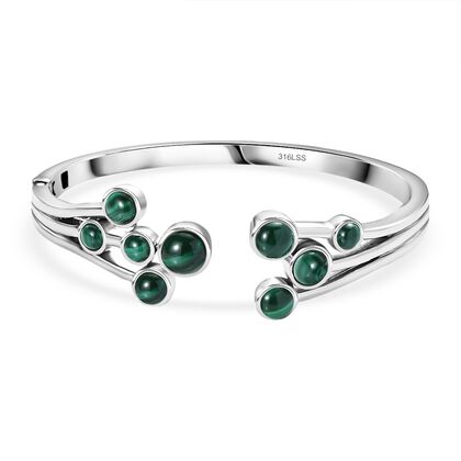 AAA Malachit Armreif ca. 19 cm 316L Edelstahl ca. 14.01 ct