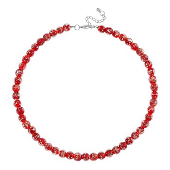 Rote Halskette im Murano-Stil, 50+5cm