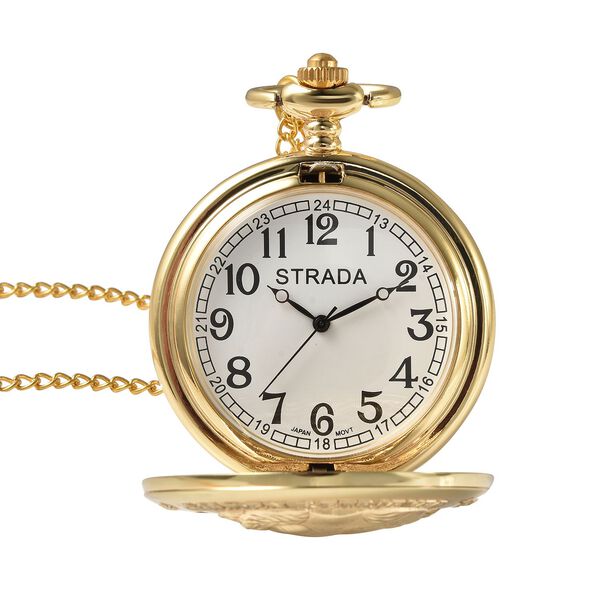 Strada - Taschenuhr im Sch&auml;ferhund Design, japanisches Uhrwerk, goldfarben image number 6