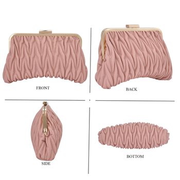 Clutch mit Metallschulterriemen in Stepp-Optik, Nude