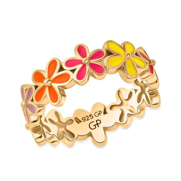 GP Italian Garden Kollektion- Floraler, emaillierter Kanchanaburi blauer Saphir Ring image number 5