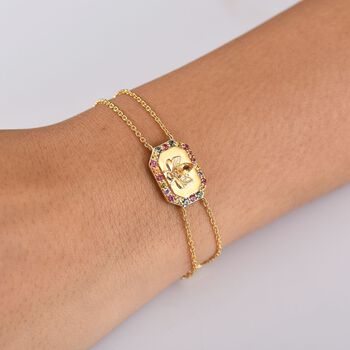 Giuseppe Perez AA Citrin, Mehrfarbig Saphir Armband ca. 19 cm 925 Silber 750 Gelbgold Vermeil ca. 1.19 ct