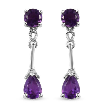 Afrikanisch Amethyst Ohrringe 925 Silber platiniert ca. 2,11 ct