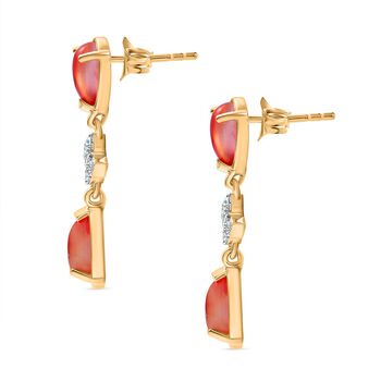 D'Joy Maulbeer Mondstein Ohrringe 925 Silber Gelbes Gold ca. 6.04 ct