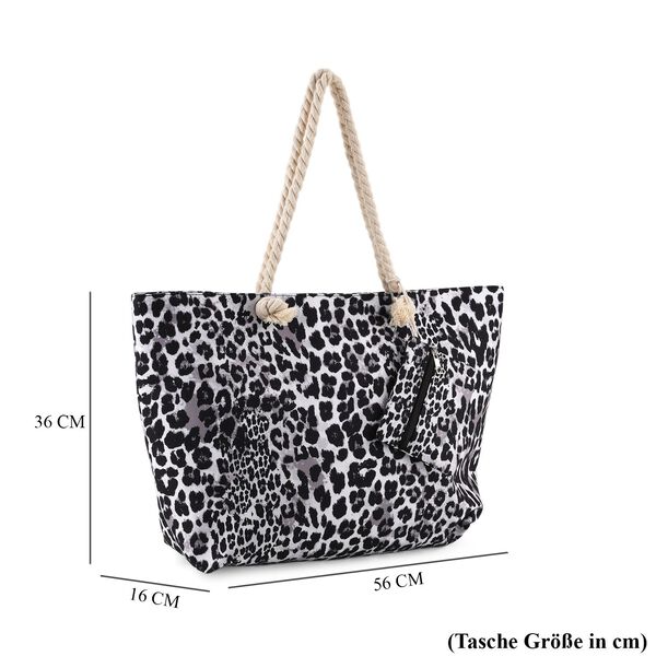 2er-Set, Shoppertasche mit kleiner Tasche, 56x36x16cm, Schwarz Wei&szlig; Leopardenmuster image number 7
