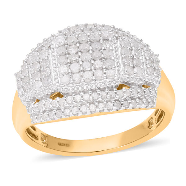 Wei&szlig;er Diamant Ring, 925 Silber Gelbgold Vermeil, (Gr&ouml;&szlig;e 16.00) ca. 1.00 ct
