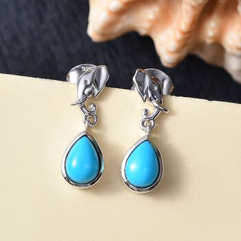 AA Sleeping Beauty T&uuml;rkis Ohrringe, 925 Silber platiniert - 1,24 ct.