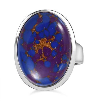 Lila T&uuml;rkis Ring, Edelstahl, (Gr&ouml;&szlig;e 21.00), ca. 16.09 ct