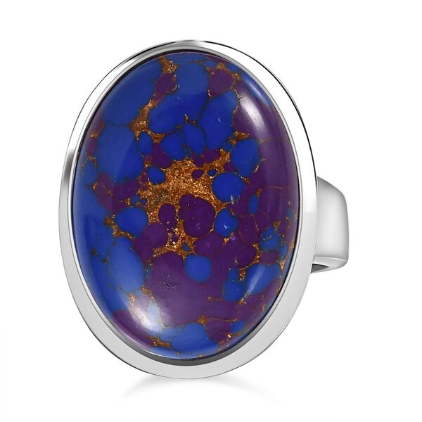 Lila T&uuml;rkis Ring, Edelstahl, (Gr&ouml;&szlig;e 21.00), ca. 16.09 ct