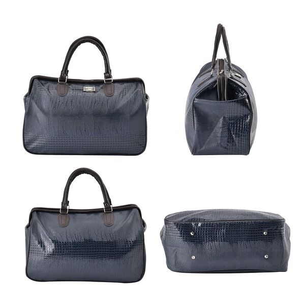 Weekender Reisetasche, 45x33x22cm, Echsenmuster, Marine image number 4