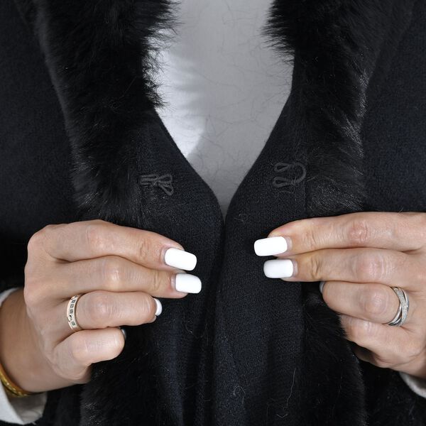 Kunstpelz-Ruana, Einheitsgr&ouml;&szlig;e - Schwarz image number 7