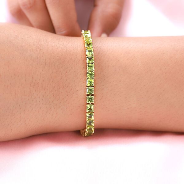 Nat&uuml;rliches Peridot-Armband, 925 Silber vergoldet, 19 cm, 14,68 ct. image number 3