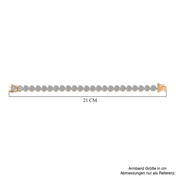 LUXURIANT SGL zertifiziertes SI-GH Labor Diamant 19cm Armband, 925 Silber 750 Gelbgold Vermeil - 4 ct. image number 5