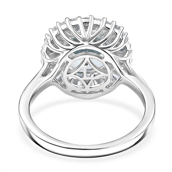 LUXURIANT AAA Aquamarin und SI-GH Labor Diamant Ring in 417 Wei&szlig;gold - 1,16 ct. image number 4