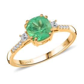 ILIANA AAA Kolumbianischer Smaragd und Diamant Ring in 750 Gold - 1,8 ct.