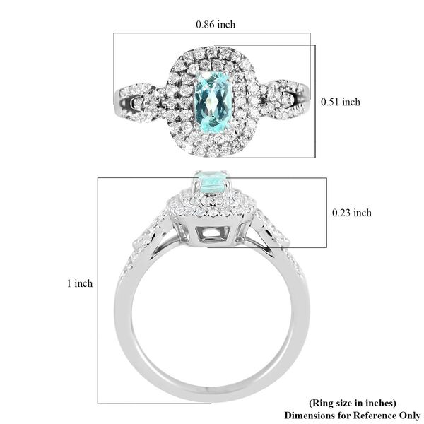 Rhapsody AAAA Paraiba Turmalin und Diamant-Halo-Ring, VS E-F, 950 Platin, 1,00 ct. image number 6