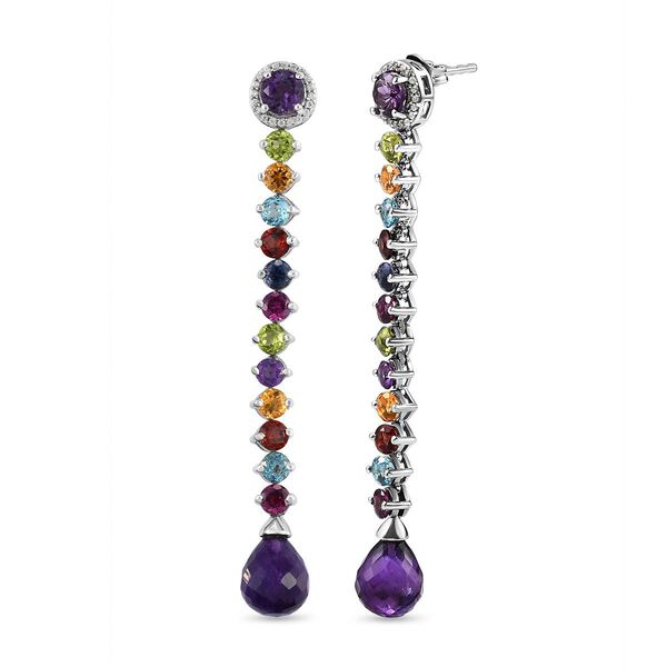 GP Art Déco Kollektion - Afrikanische Amethyst und mehrfarbige Edelstein-Ohrhänger in Silber image number 4