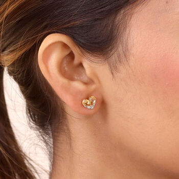 GP Amore Kollektion - Citrin, Wei&szlig;er Zirkon Ohrringe 925 Silber 750 Gelb Vergoldet ca. 0.95 ct