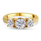 88 Facetten Moissanit Ring, 925 Silber vergoldet (Größe 16.00) ca. 1,67 ct