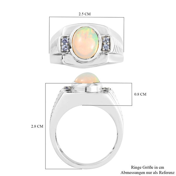 Nat&uuml;rlicher &Auml;thiopischer Opal und Tansanit Herren Ring 925 Silber platiniert  ca. 1,84 ct image number 7