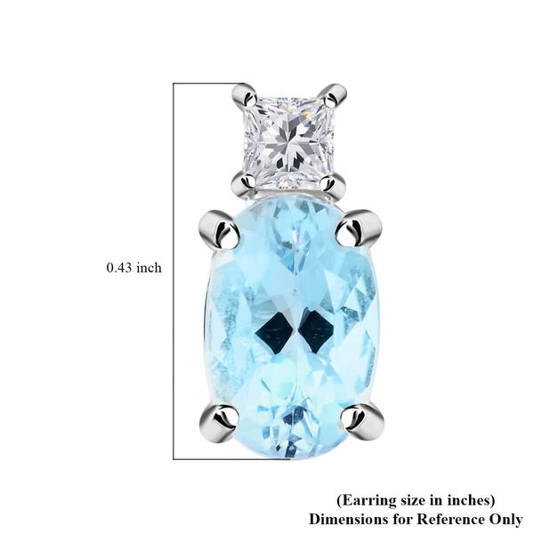 LUXORO zertifiziert und gepr&uuml;ft AAA Santamaria Aquamarin und Diamant Ohrringe in 585 Wei&szlig;gold - 1 ct. image number 4