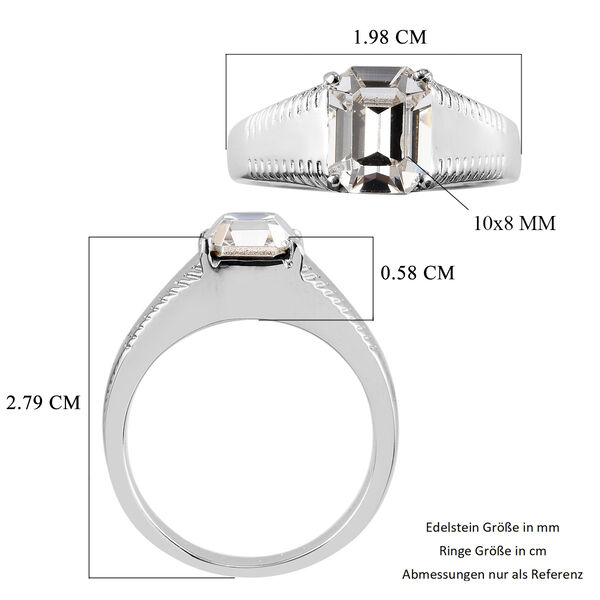 LUSTRO STELLA &Ouml;sterreichischer wei&szlig;er Kristall Solit&auml;r Herren Ring Edelstahl image number 6