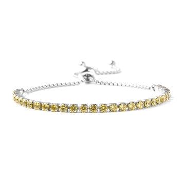 Simulierter Gelber Diamant Flexibel Bolo Armband ca. 15-22 cm Edelstahl