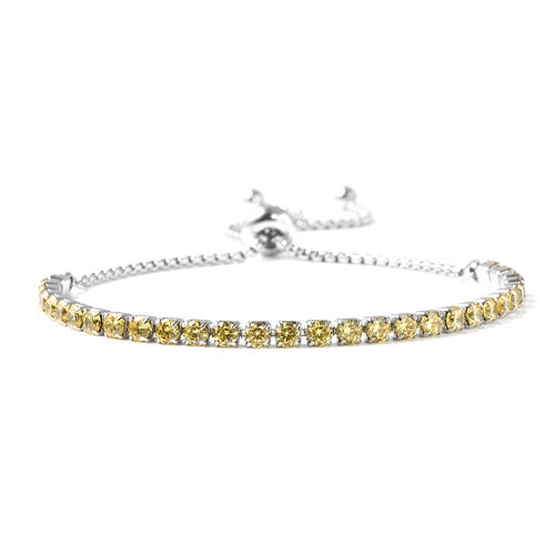 Simulierter Gelber Diamant Flexibel Bolo Armband ca. 15-22 cm Edelstahl image number 0