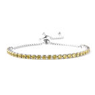 Simulierter Gelber Diamant Flexibel Bolo Armband ca. 15-22 cm Edelstahl