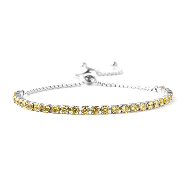 Simulierter Gelber Diamant Flexibel Bolo Armband ca. 15-22 cm Edelstahl image number 0