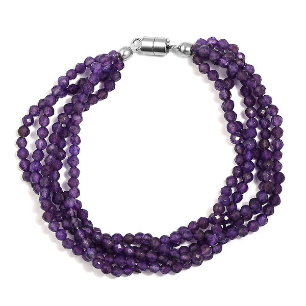 Afrikanisches Amethyst-Armband, ca. 19 cm, Edelstahl, ca. 50,90 ct image number 5