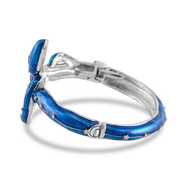 Blau emaillierter wei&szlig;er Kristall-Armreif, 18cm image number 3