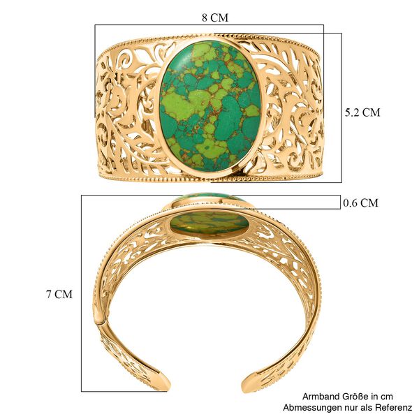 Grünes Türkis Armreif ca. 19 cm Reines Messing vergoldet ca. 47,48 ct. image number 6