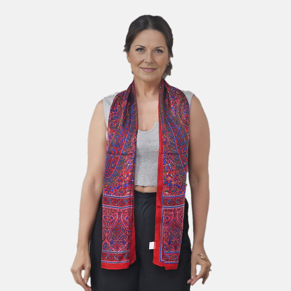 Bedruckter Schal aus 100% Seidensatin, Koralle image number 3