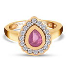 Premium Ilakaka rosa Saphir und Zirkon Ring, 925 Silber vergoldet image number 0