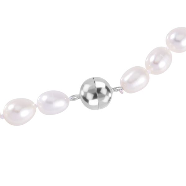 7-9 mm weiße Süßwasserperlen Halskette image number 4
