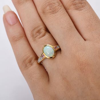 D&rsquo;Joy Nat&uuml;rlicher, &auml;thiopischer Welo Opal, rosa Saphir und Zirkon Ring - 1,36 ct.