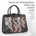 Echtleder Tasche mit Schlangenhaut-Muster, 32x12x23 cm, Schwarz und braun image number 3