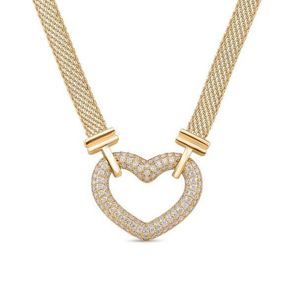 Weiße Zirkonia 50+5cm Halskette in Goldton image number 0